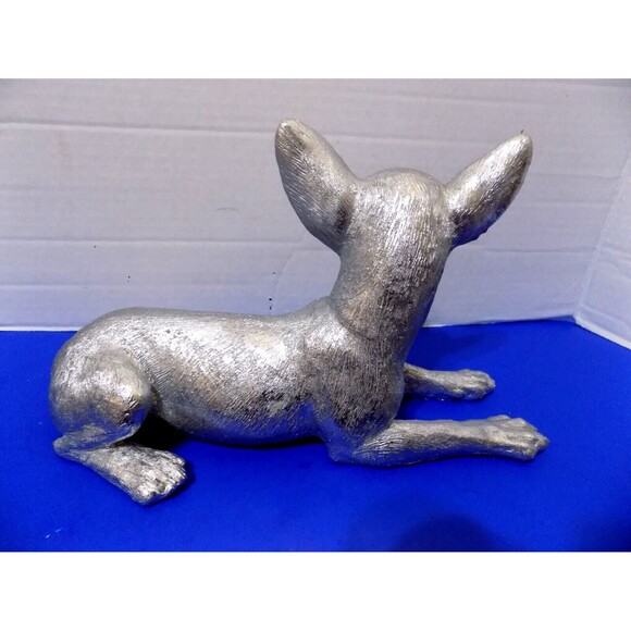 NEW Chihuahua Statue Figurine Dog Silver Color Modern Art Home Decor Statue - Picture 3 of 5